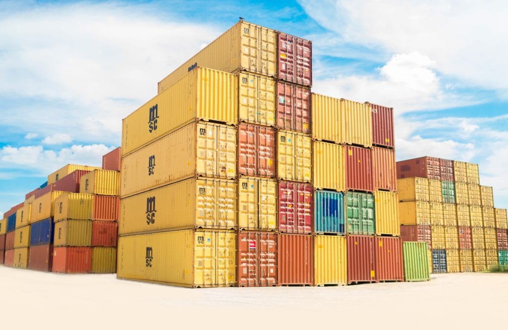 a stack of containers