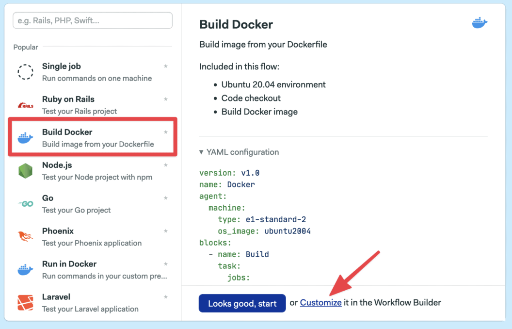 Docker starter workflow