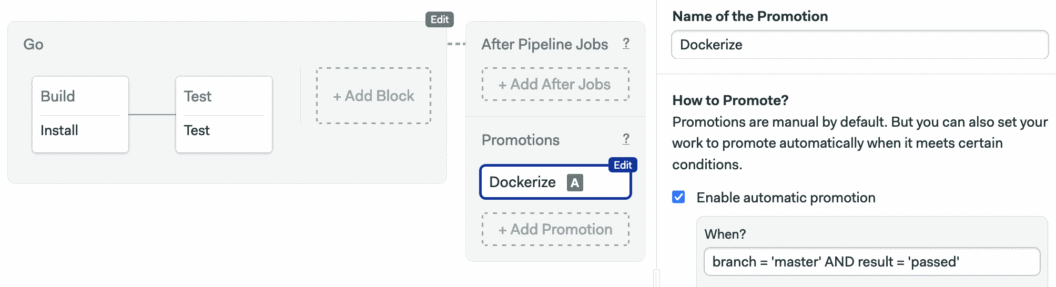 Dockerize Go promotion