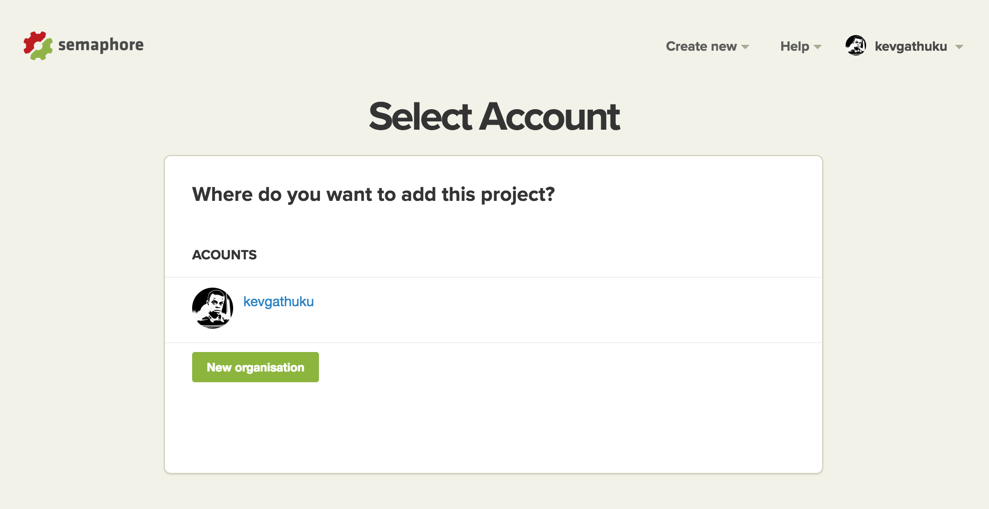 Select Account Screen