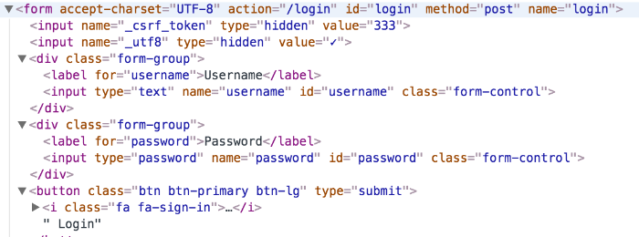 Developer tools inspecting login page