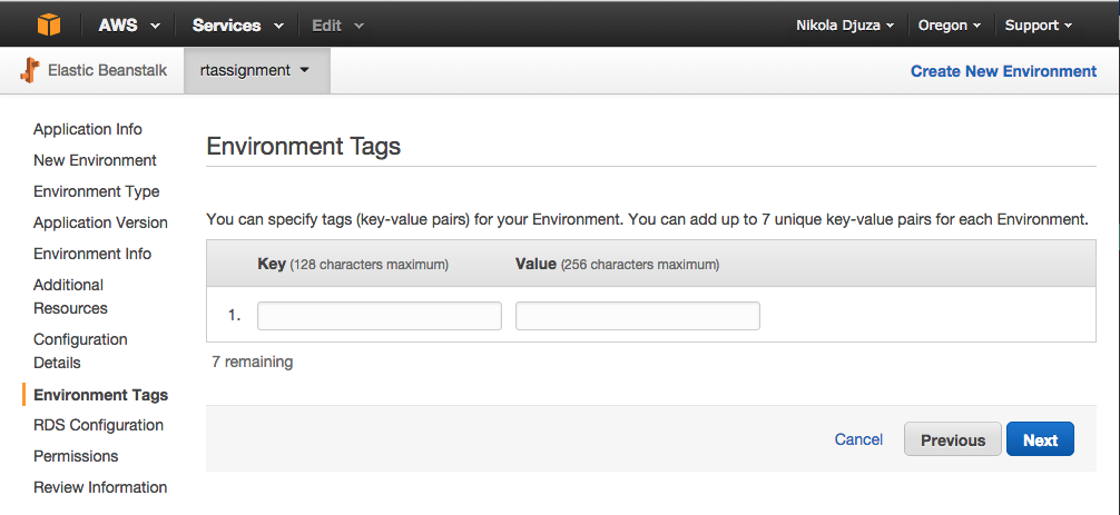 AWS Environment tags
